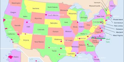 Mapa STANY zjednoczone ameryki Filadelfia