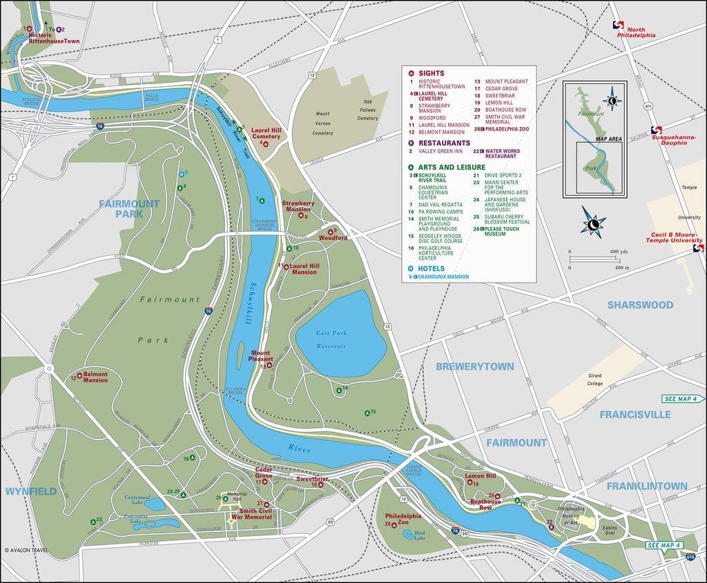 mapa фэрмаунт park w Filadelfii