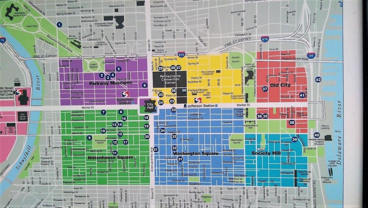mapa centrum miasta Filadelfia