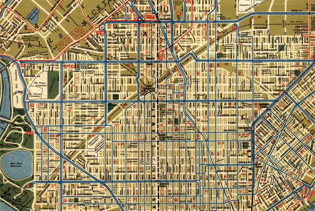 mapa ulic Filadelfii