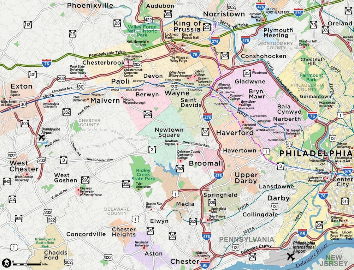 mapa głównej linii Filadelfia