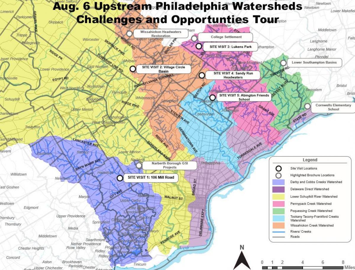 na przedmieściach Filadelfii mapie