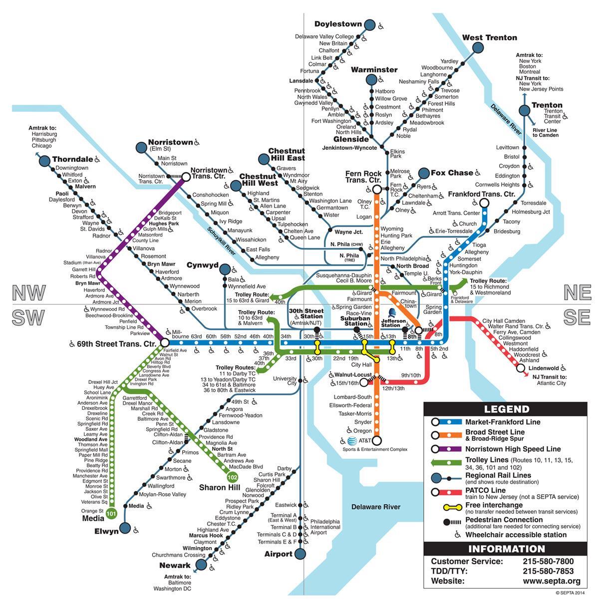 mapa metra w Filadelfii