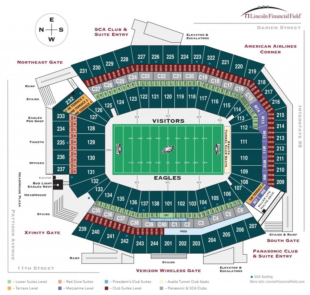 Philadelphia eagles stadionu mapie