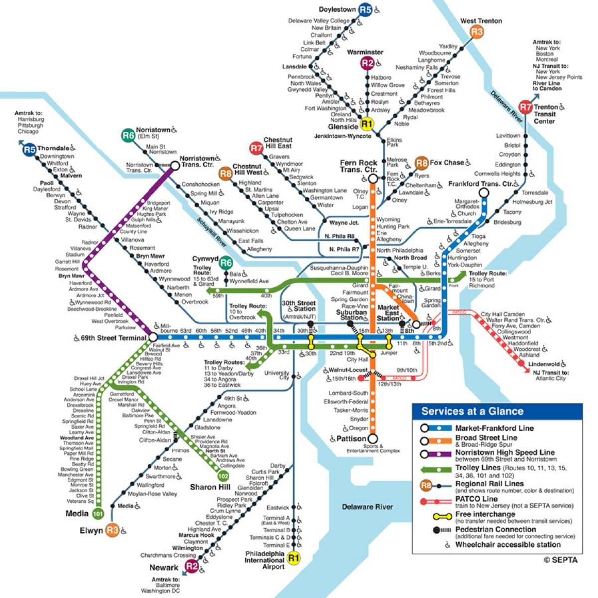 mapa Filadelfii metra