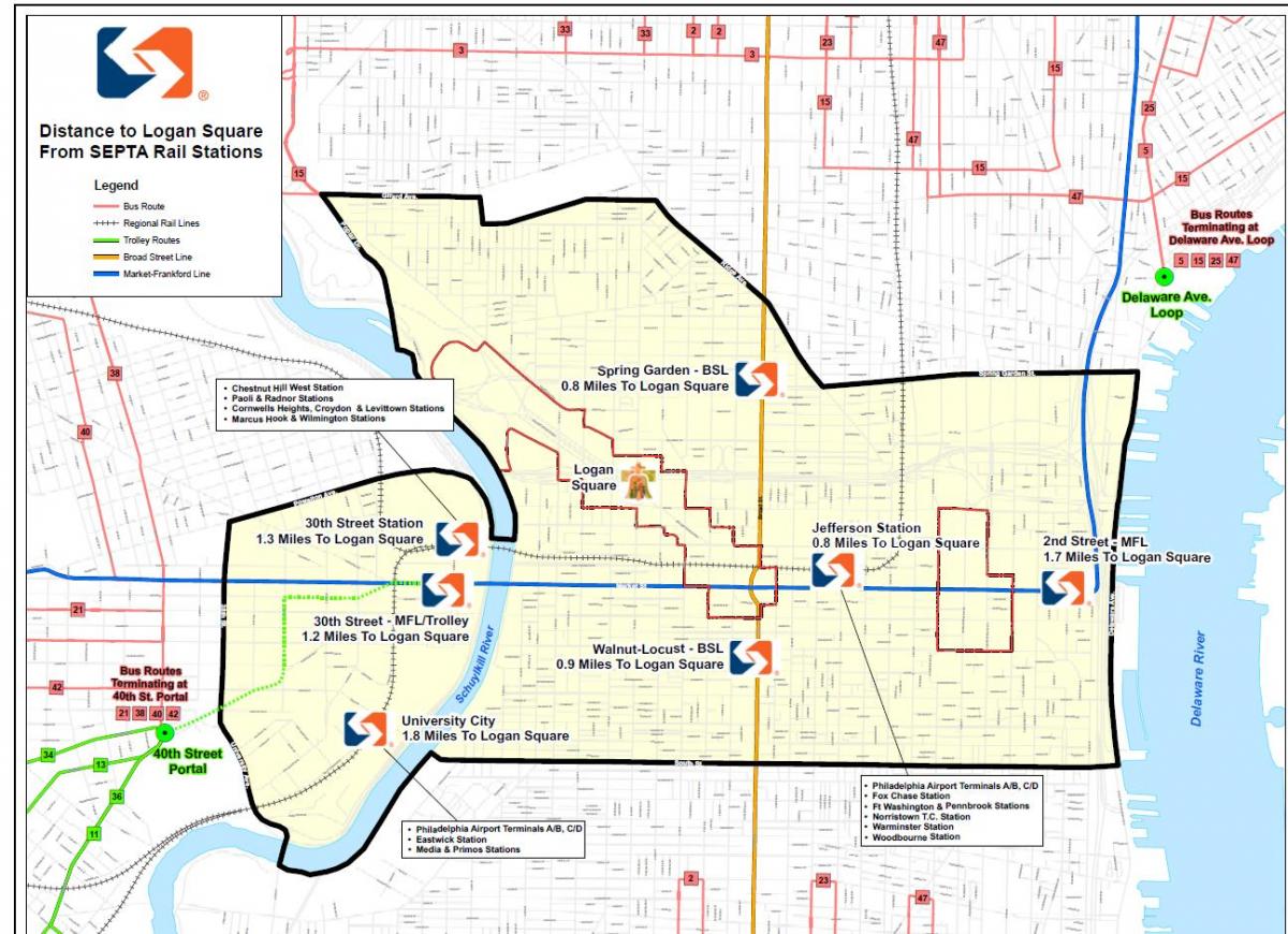 Septa mapa linii autobusowych