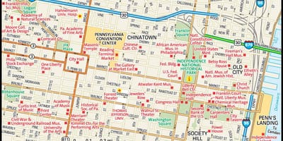 Mapa centrum miasta Filadelfia